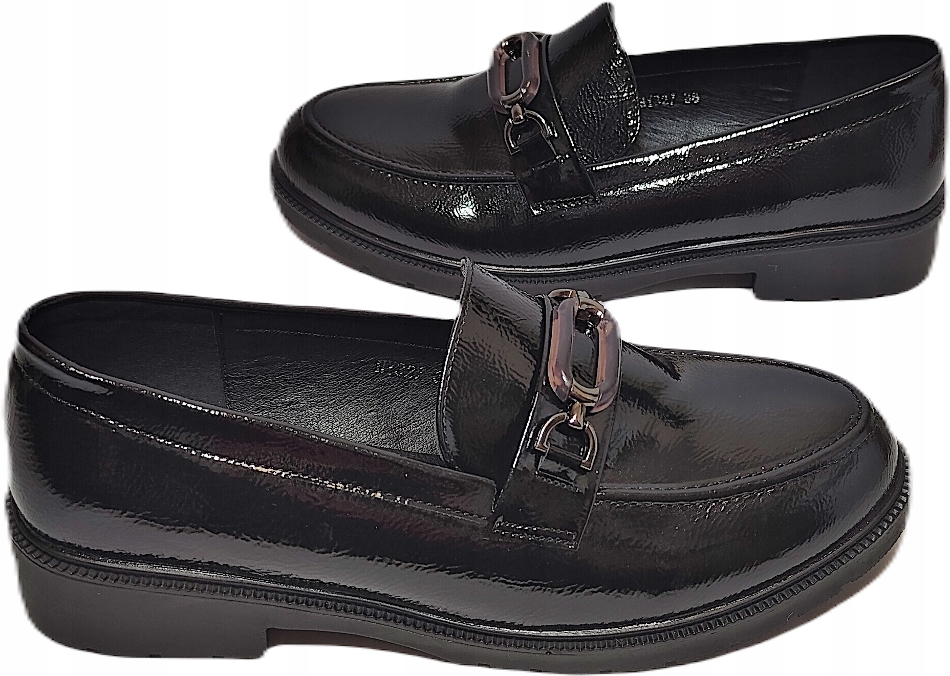 Mokasíny lak řetěz S.Barski Hy 327 černý r37