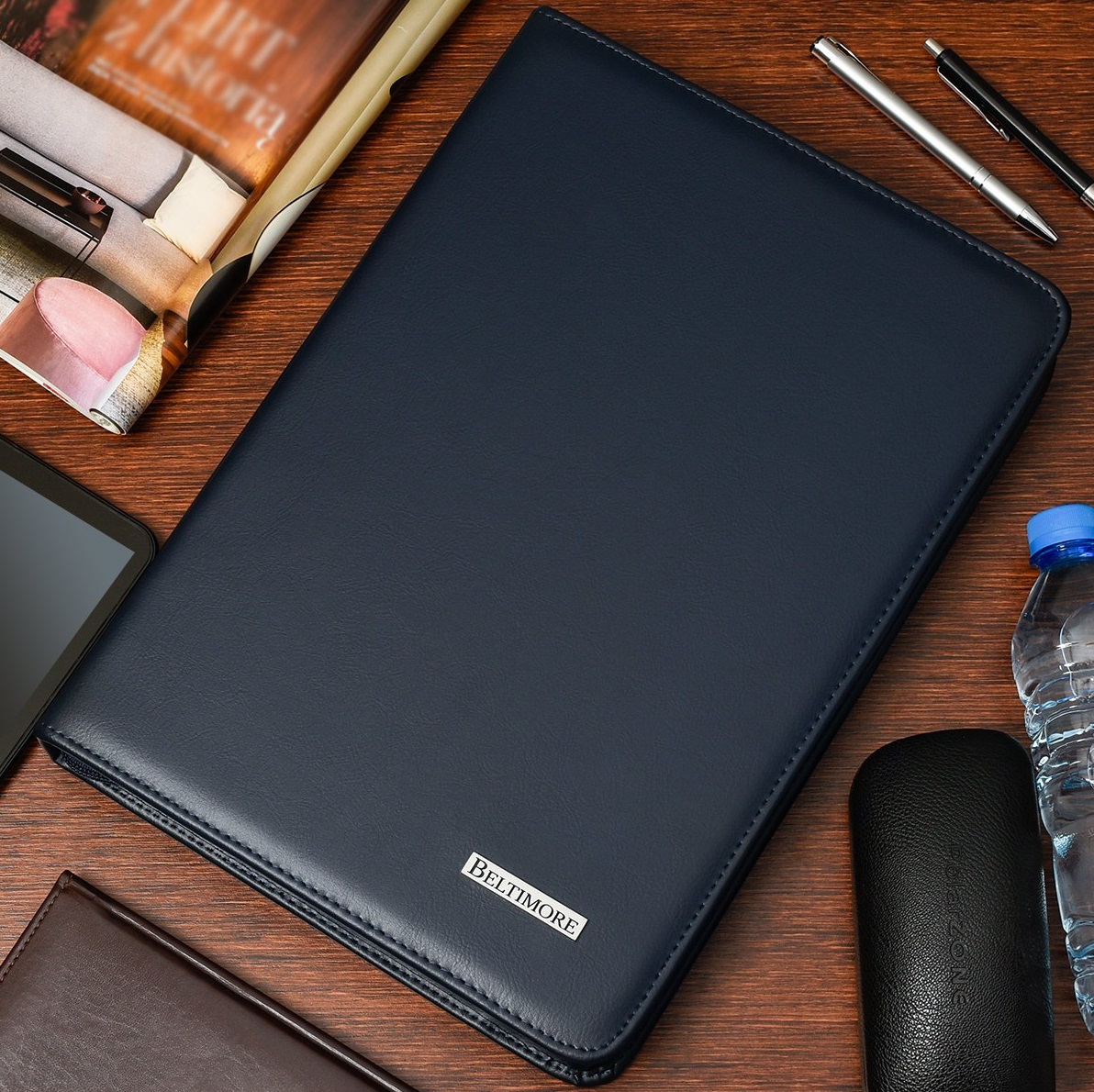 AKTÓWKA TECZKA MĘSKA SKÓRZANA BIWUAR ORGANIZER A4 Model I57navy