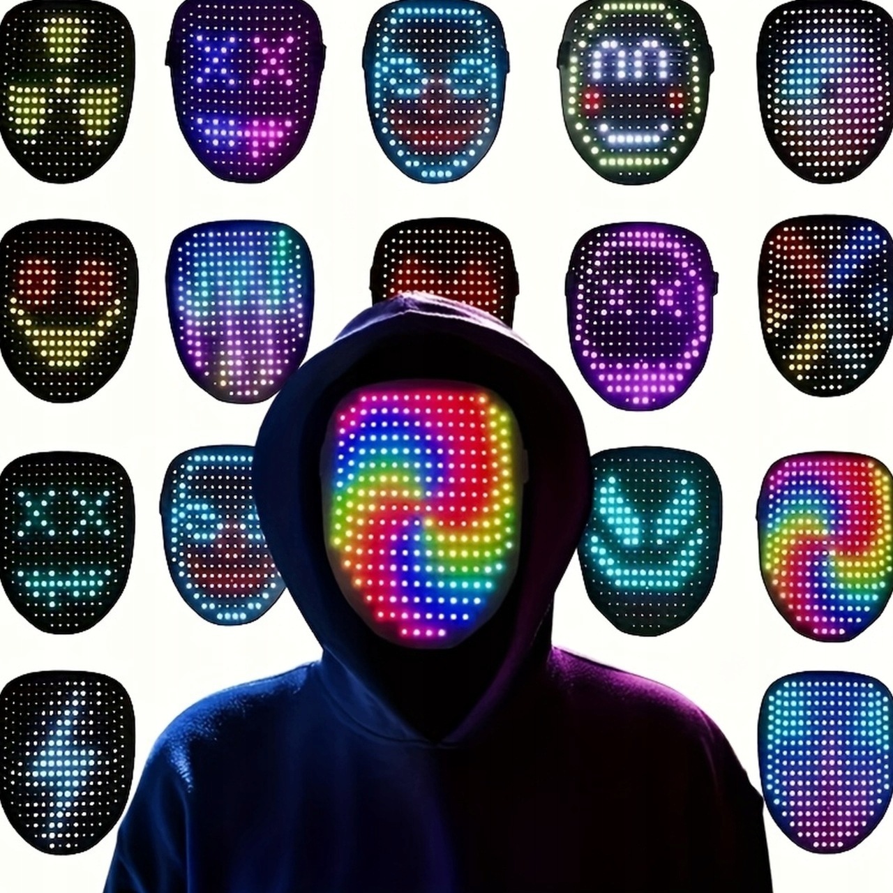 Led maska se senzorem gesta Halloween Cosplay Kostým Párty pro Unisex