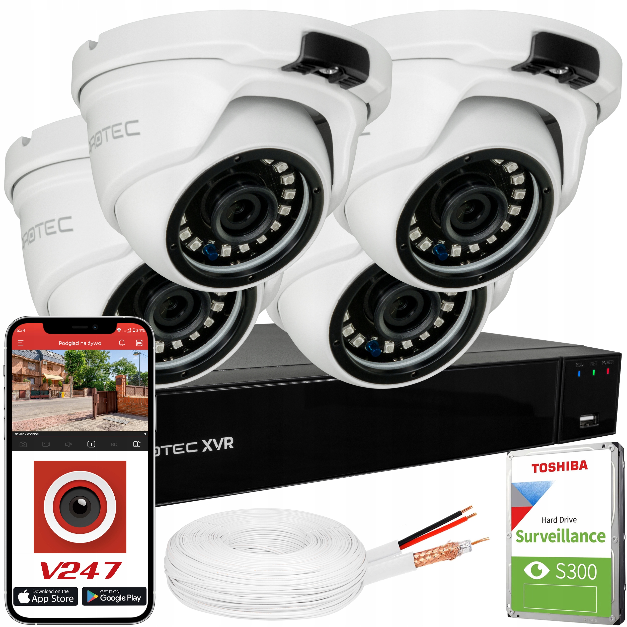 Prémiová Monitorovací Sada 4 Kamer Kopule 8MP 1TB