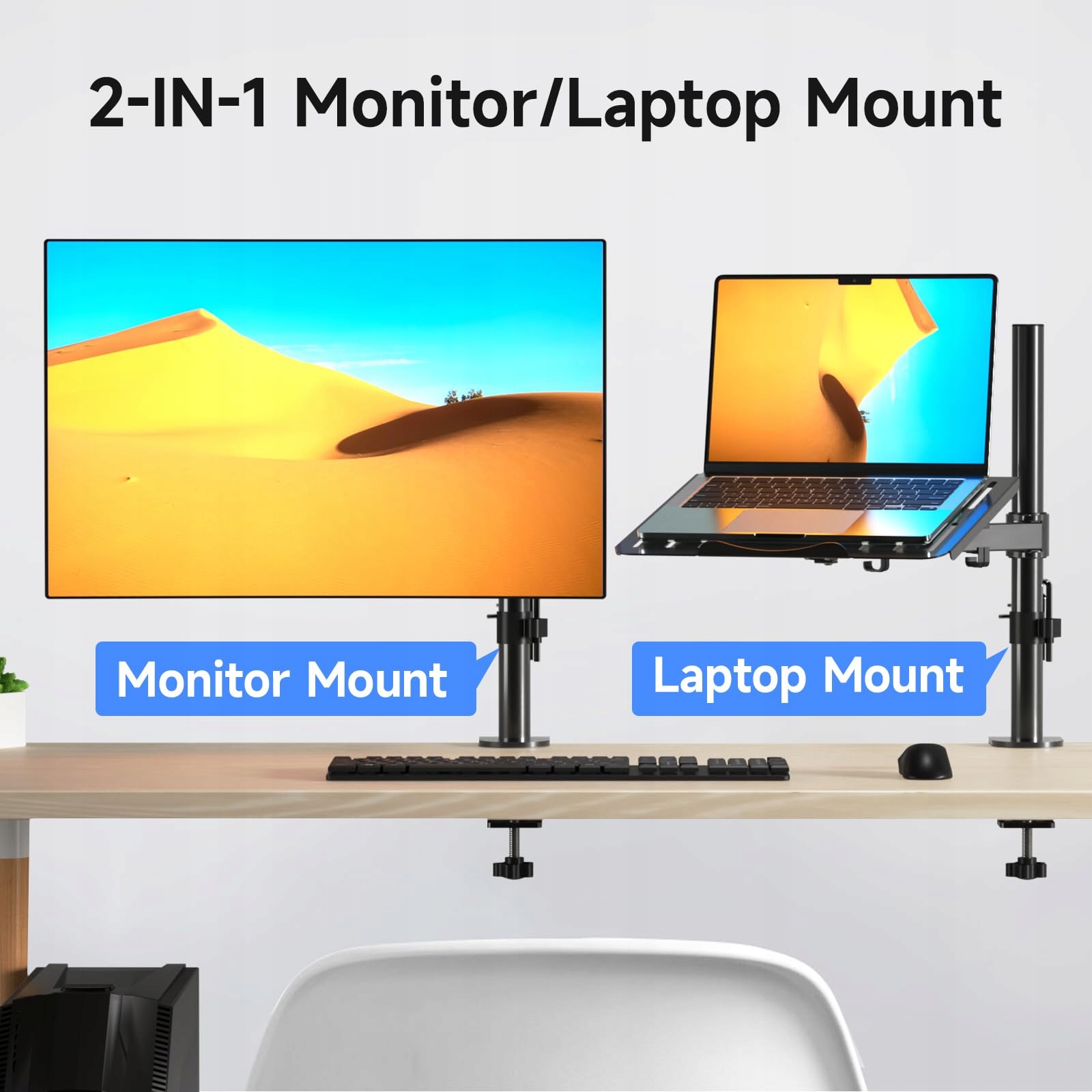 SUPTEK Regulowwane Ramie Do Monitora Z Podstawką Uchwytem Do Laptopa — miniatura 8