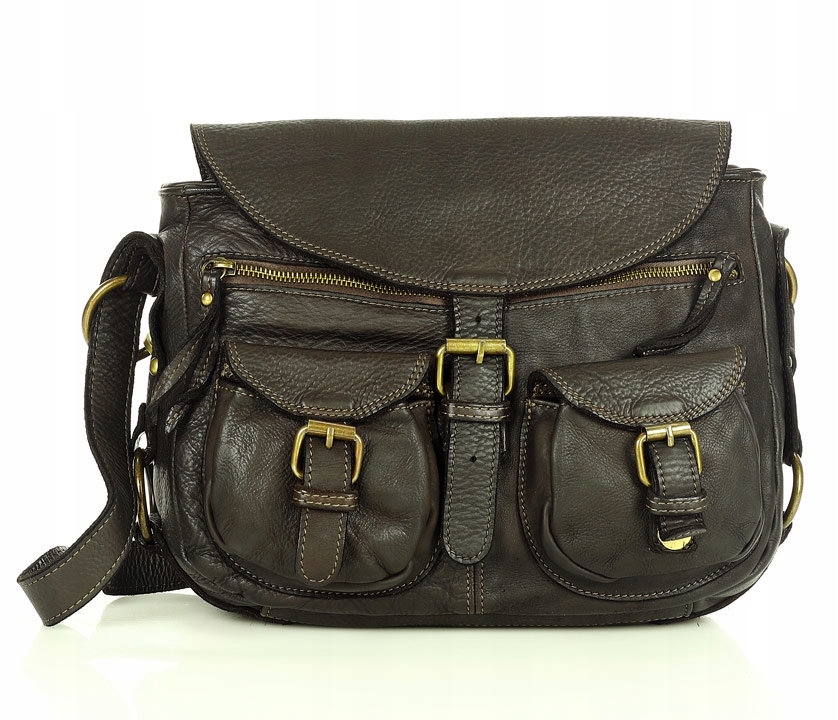 

Skórzana torebka listonoszka z kieszeniami Mazzini