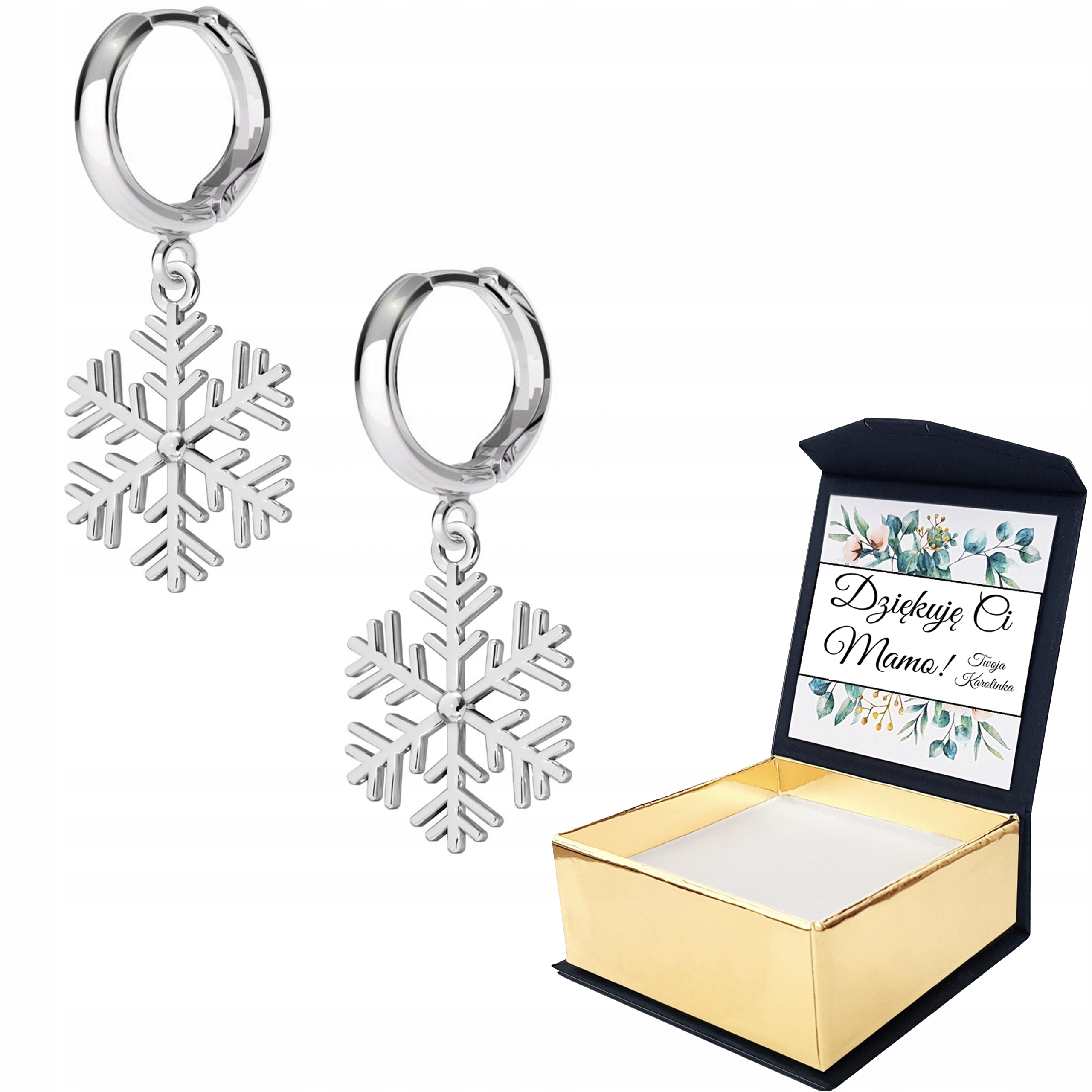 Stříbrné náušnice Vločka 925 S Vlastním Potiskem