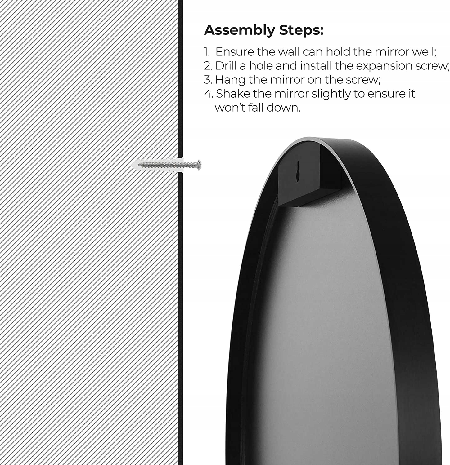 Lustro Songmics ścienne koło rama metal 600 x 600 mm Marka Songmics
