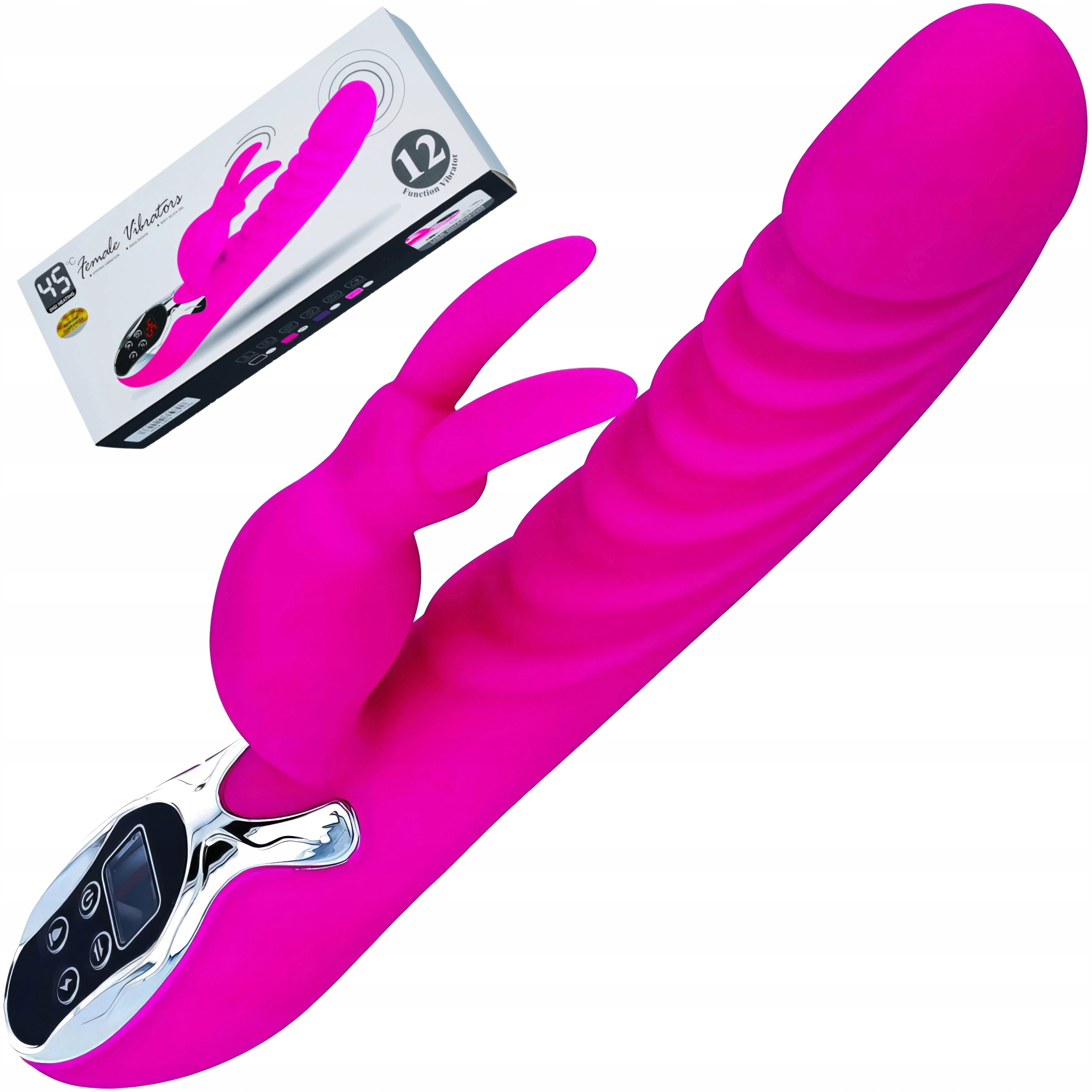 Wibrator Króliczek Podgrzewany 45st C Silikon USB Masażer Łechtaczki 2w1