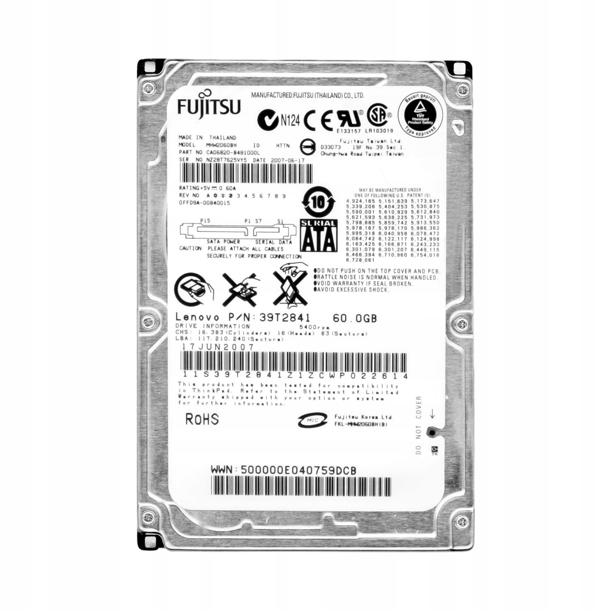 Fujitsu 60GB 5,4K 8MB Sata 2,5'' MHW2060BH