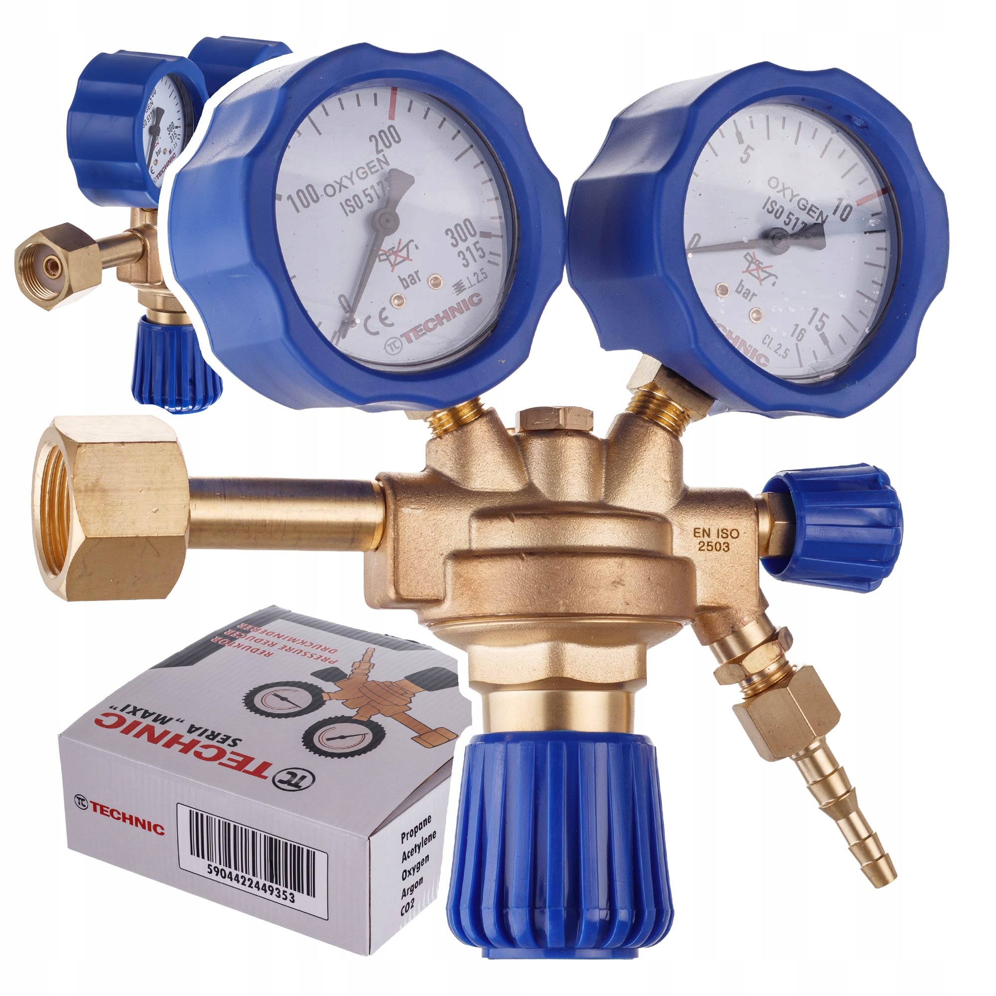 Plynový redukční ventil na kyslík s mosazným ventilem, přesný