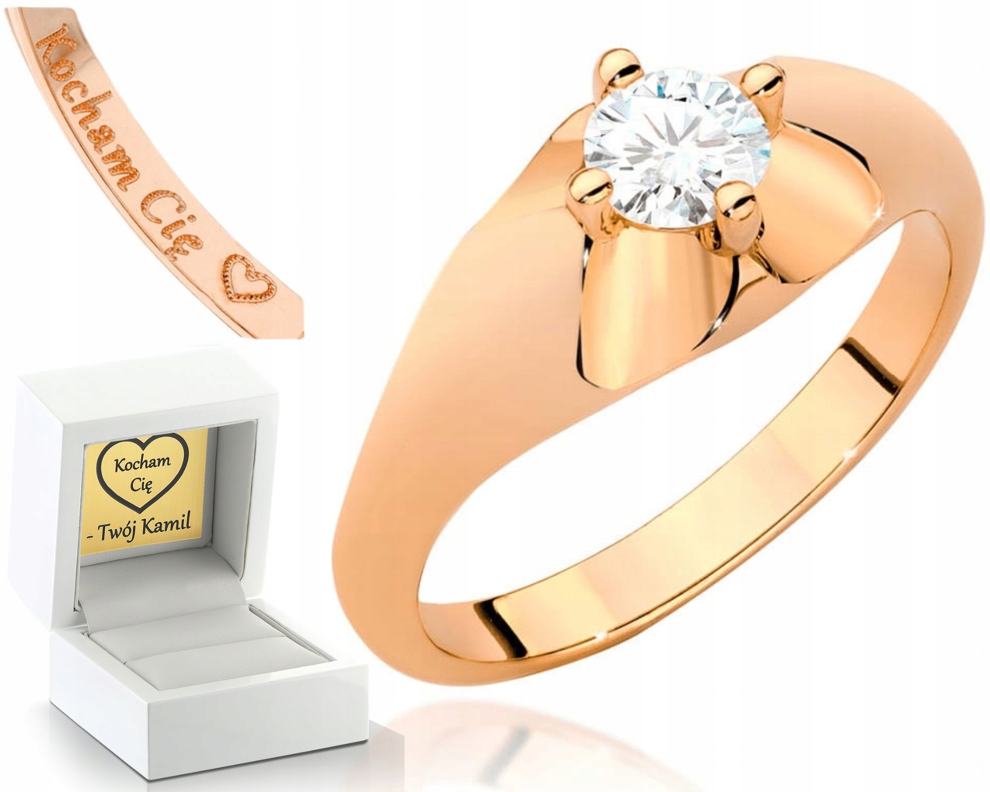 Růžové Zlato Prstýnek S Diamantem 585 Gravírování