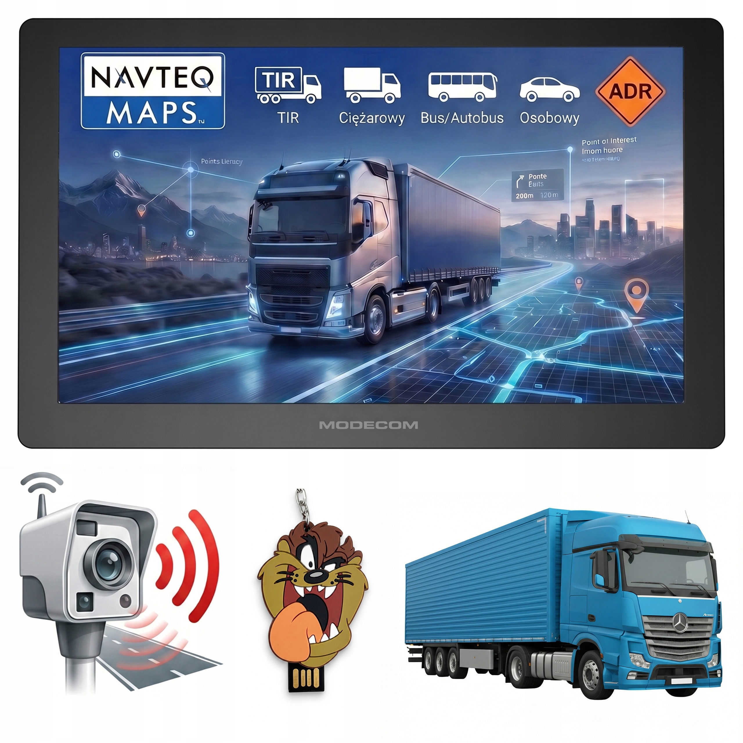 Navigace 7 palců pro nákladní vozidlo Modecom Sx 7.1 mapy Kamion Bus Fotoradary 2026