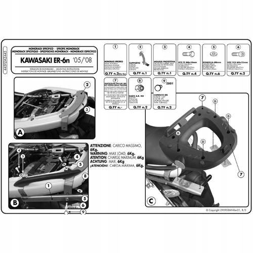 Kappa Rošt Centrálneho Kufra Kawasaki ER-6N ER-6F 650 (05-08) Bez Plytčiny