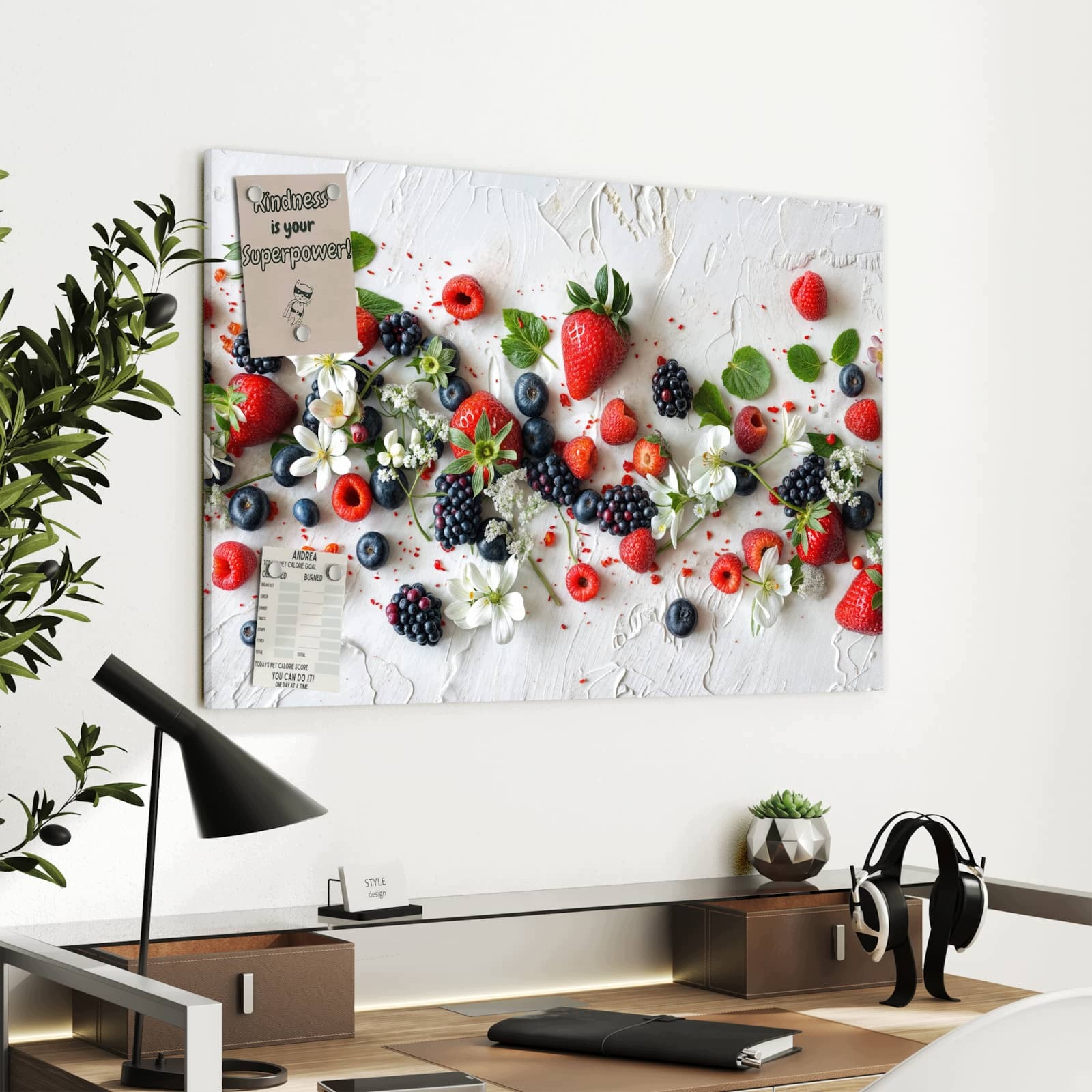Magnetická tabule Barevné Směs bobulí 90 × 60 cm