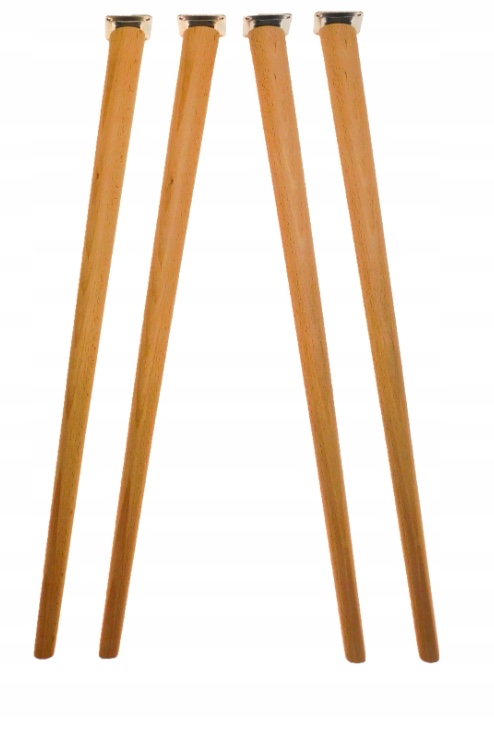 Sada 4 x drevené nábytkové nohy, šikmý kužeľ 74 cm, prírodné upevnenie