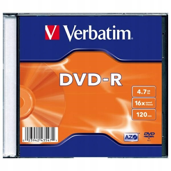 Verbatim Płyta Dvd-r 4.7GB 16x Azo srebrny/matt silver 1szt 43547