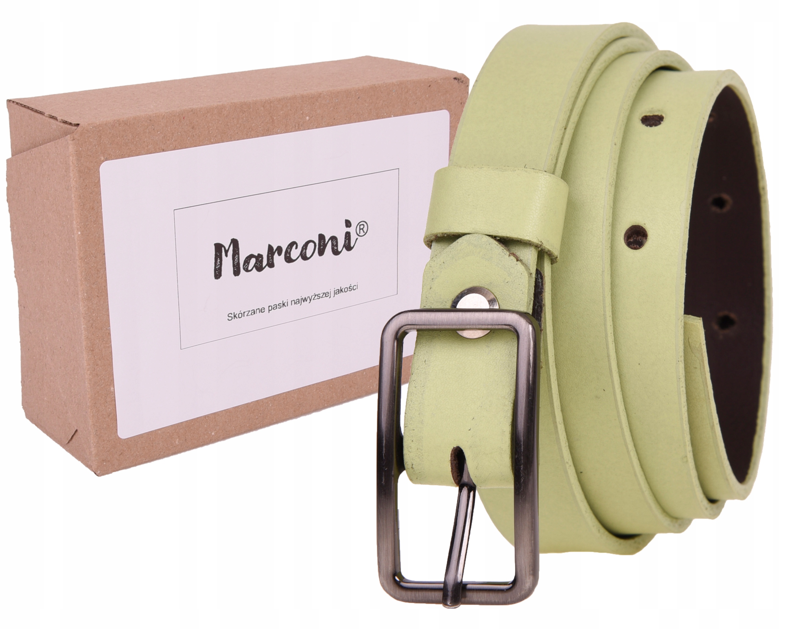 

Wąski Skórzany Pasek damski 2cm MIĘTOWYdo sukienki