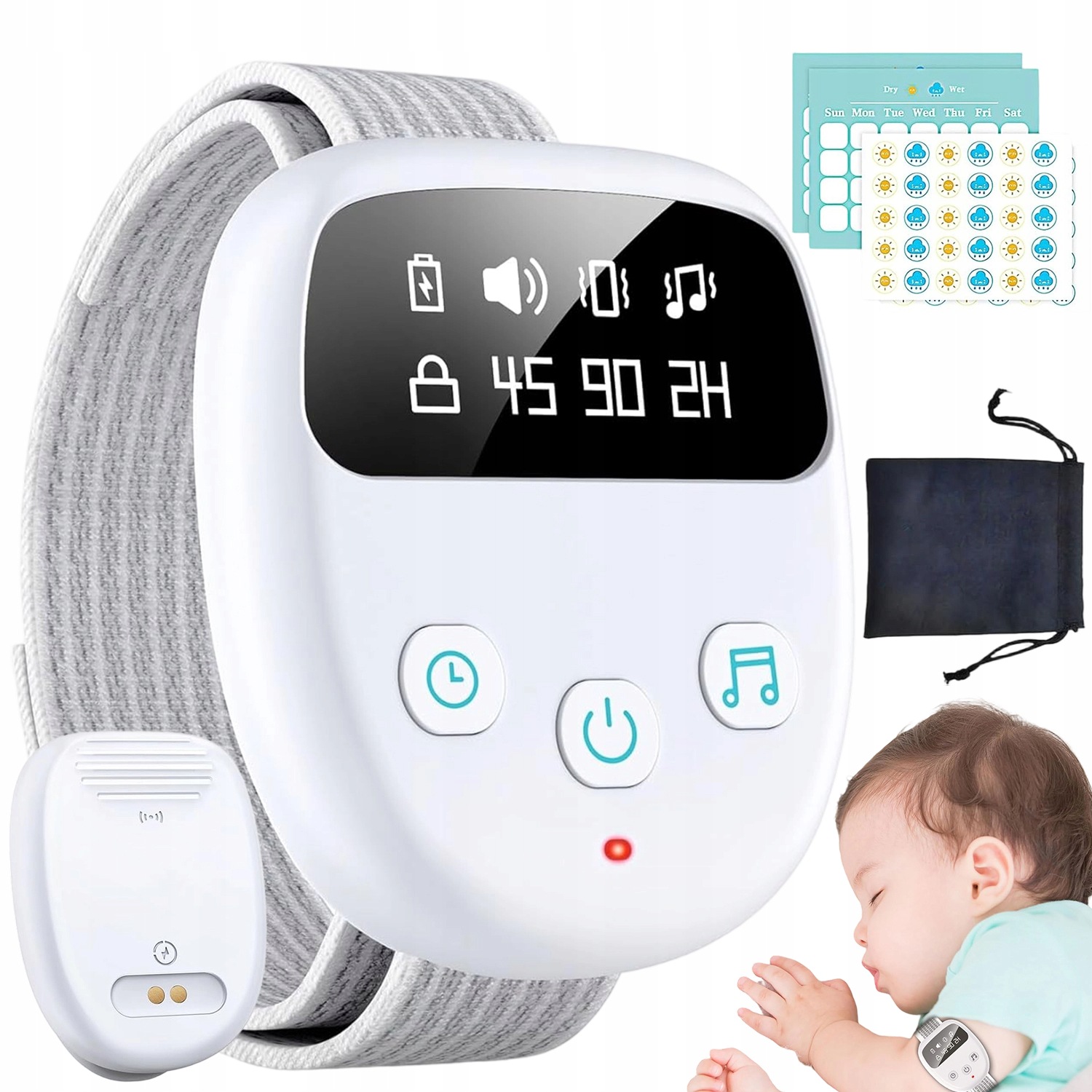 Alarm Na Namáčení Pro Děti S Dočasnou Vysokou Citlivostí A 3 Režimy A Funkcí