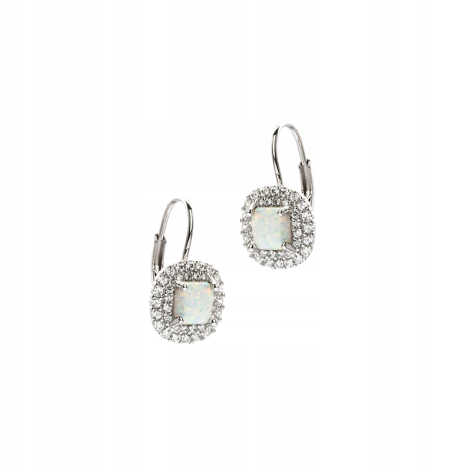 Stříbrné náušnice 925 White Opal bigiel