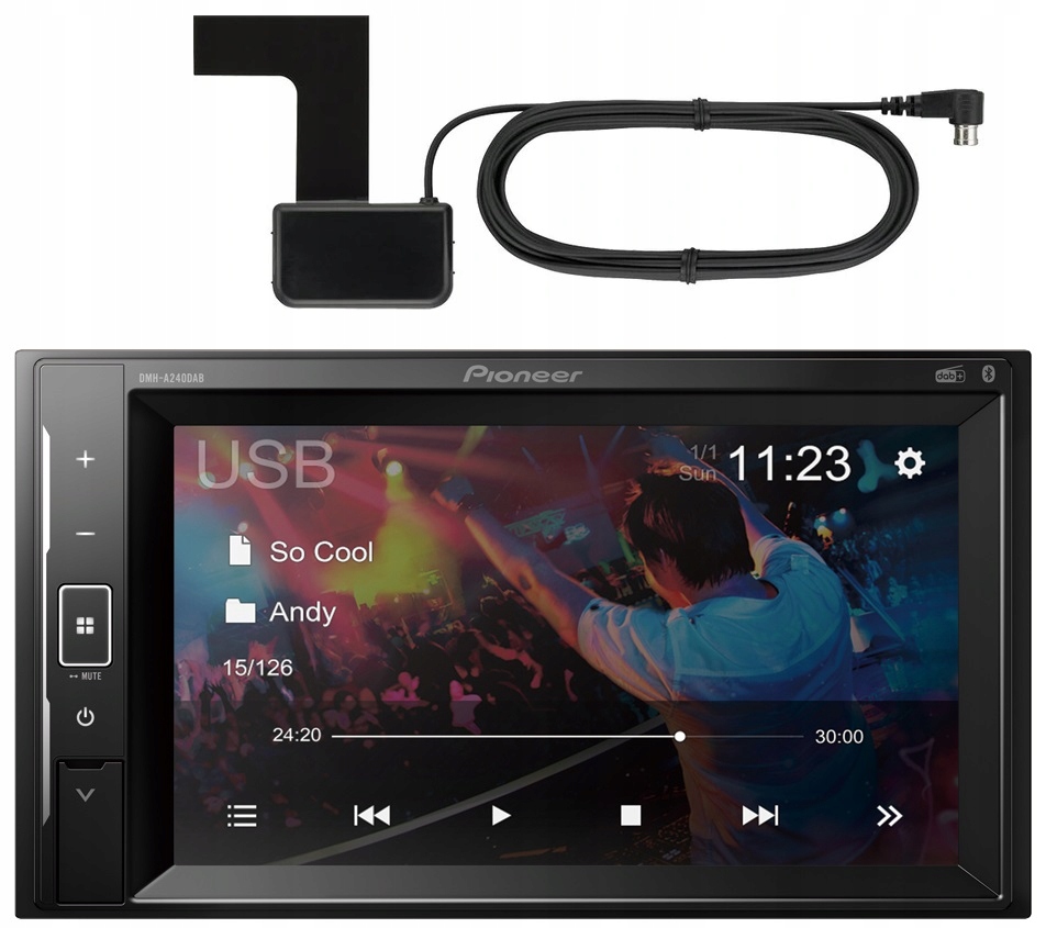 Pioneer DMH-A240DAB Autorádio 2DIN LCD Bluetooth MP3 anténa Dab