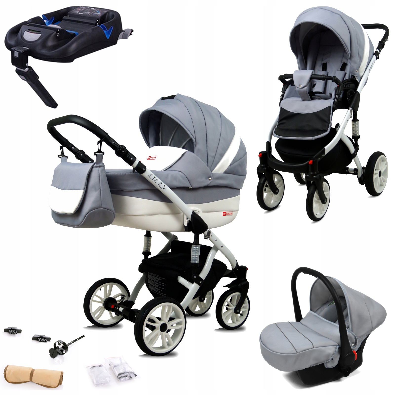 Wózek dziecięcy 4w1 BabyLux Lilly spacerówka gondola fotelik baza Isofix