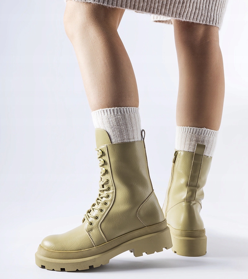 Zielone płaskie trapery z protektorem 26678 41 Rozmiar 41