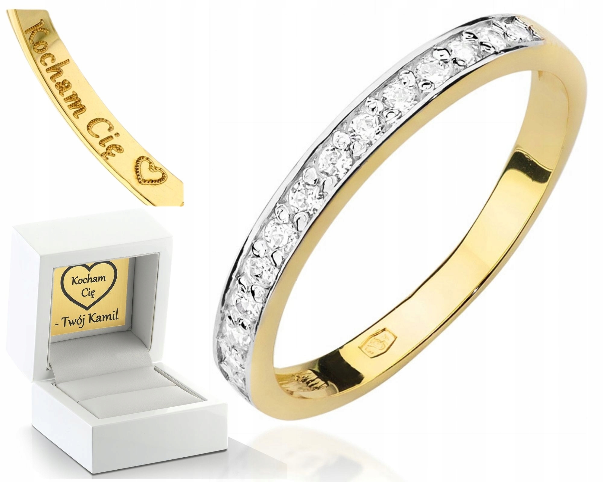 Zlatý Prstýnek S Brilianty Gravírování Bonus 585 Zásnubní Pro Ženu