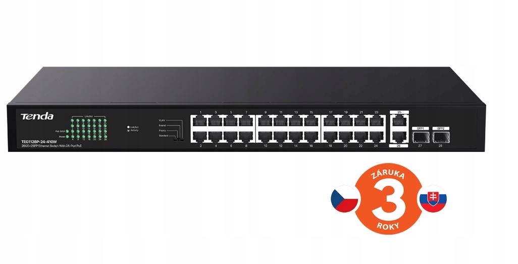 Tenda TEG1128P-24-410W PoE At Gigabit switch 2x Sfp