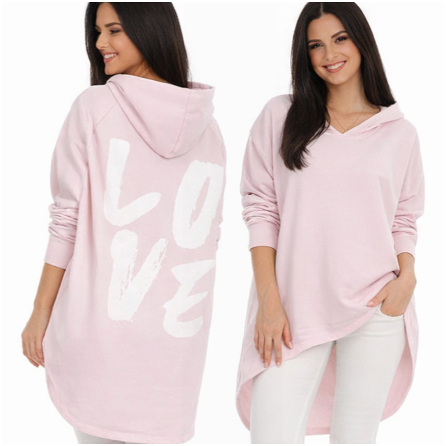 Moda Fresca F525 Love dresowa Bluza oversize z kapturem