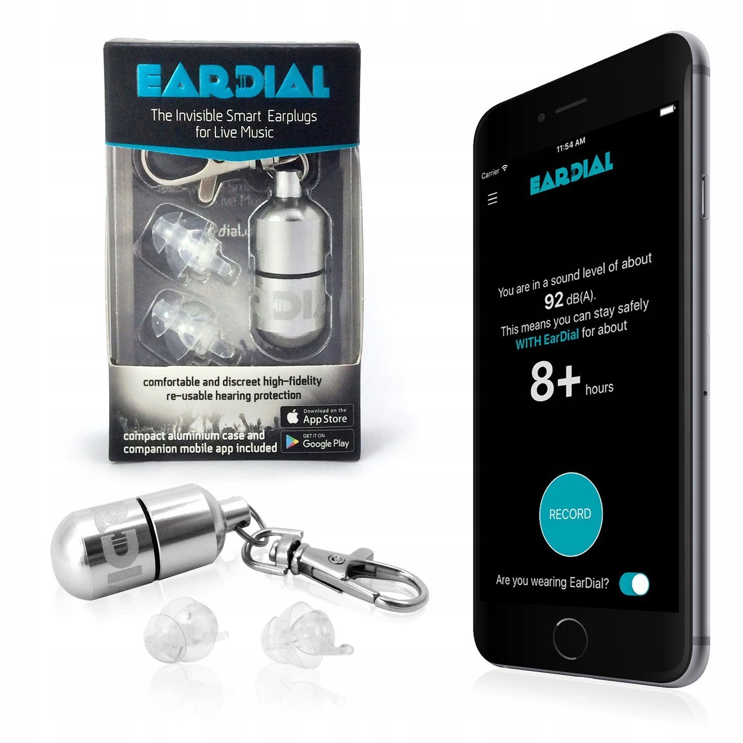 EarDial HiFi špunty do uší Průhledné s Pouzdro
