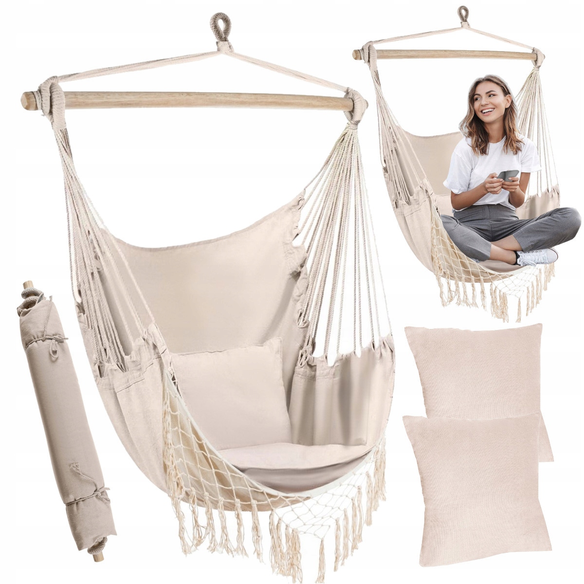 Brazilské Zahradní Křeslo Závěsné Křeslo Houpačka Kokon S Polštáři