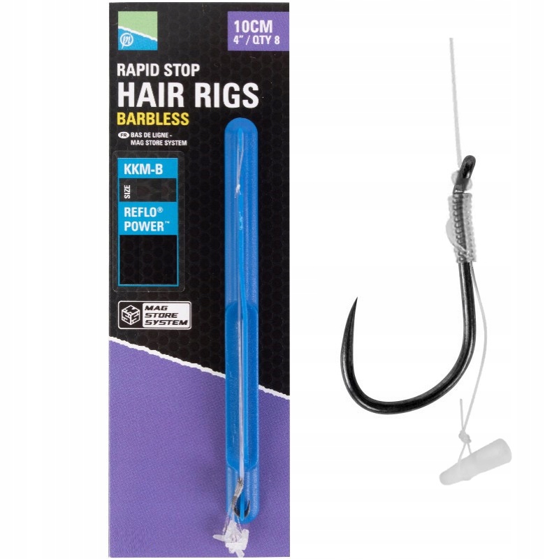Przypony Preston Kkm-b 10cm roz. 14 0.19mm Rapid Stop Mag Store Hair Rig 8x