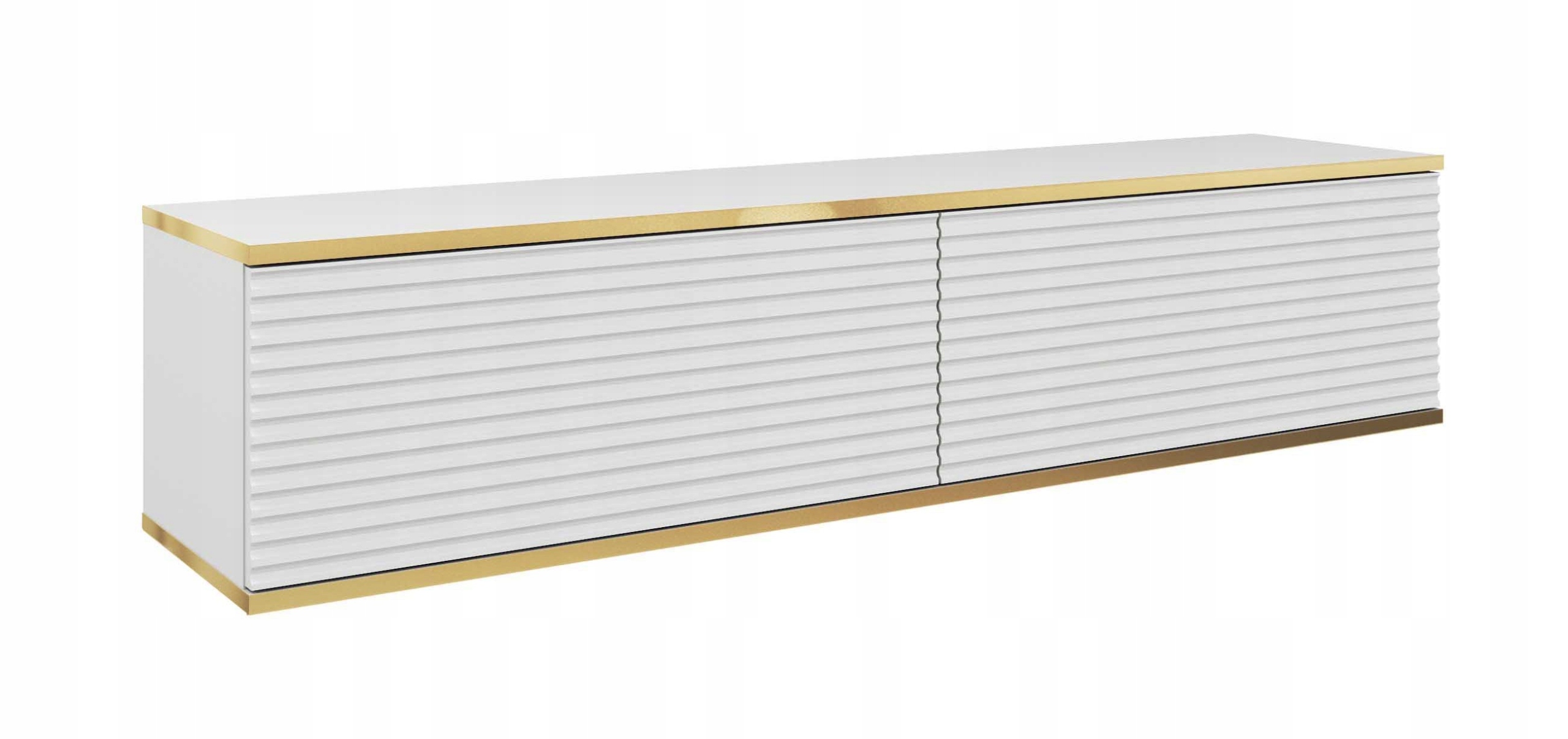 Szafka RTV wisząca ORO Biała 135 złote wstawki