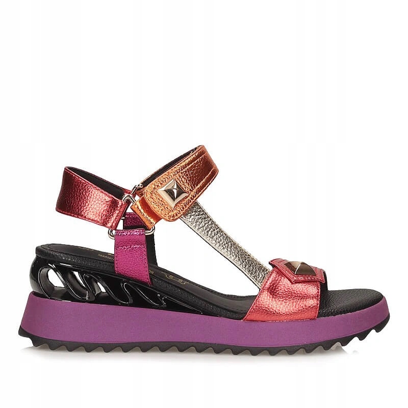 Dámské sandály S.Barski CR61-3078 Red, barevné, kožené na podpatku