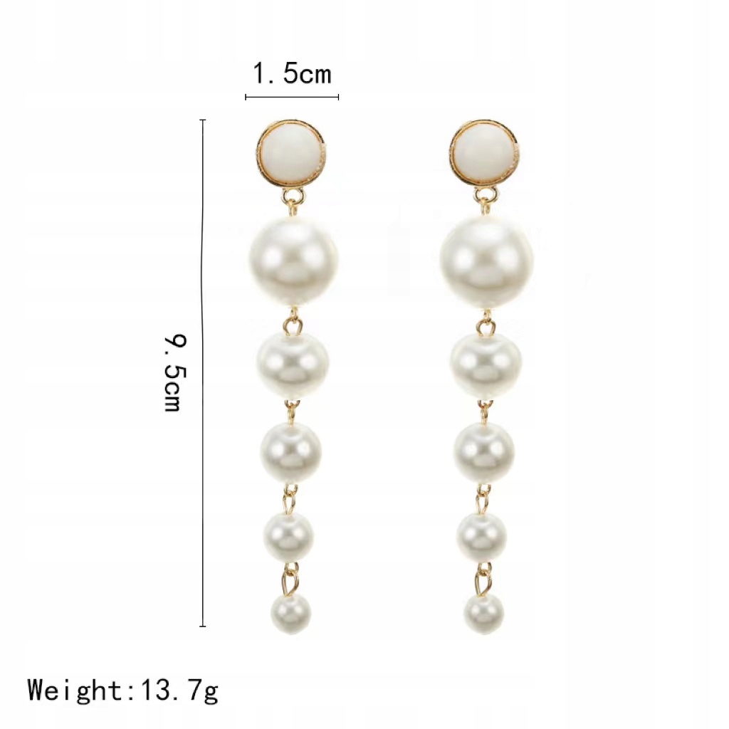 KOLCZYKI WISZĄCE PERŁA DŁUGIE FRĘDZLE CHWOST Materiał metal