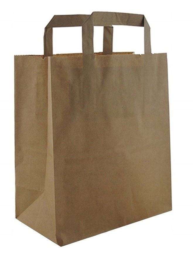 Torby Papierowe Eko 260x140x300 26/14/30 Brąz Uchwyt Płaski 500szt!!