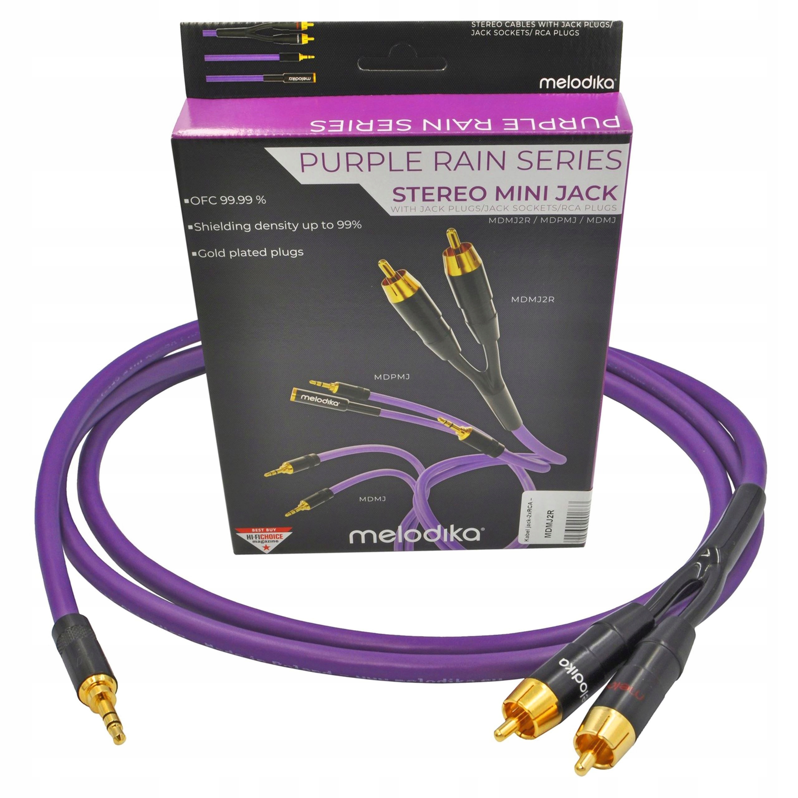 Melodika MDMJ2R05 Purple Rain Kabel Stereo Mini Jack 3,5 2 Rca Cinch 0,5m
