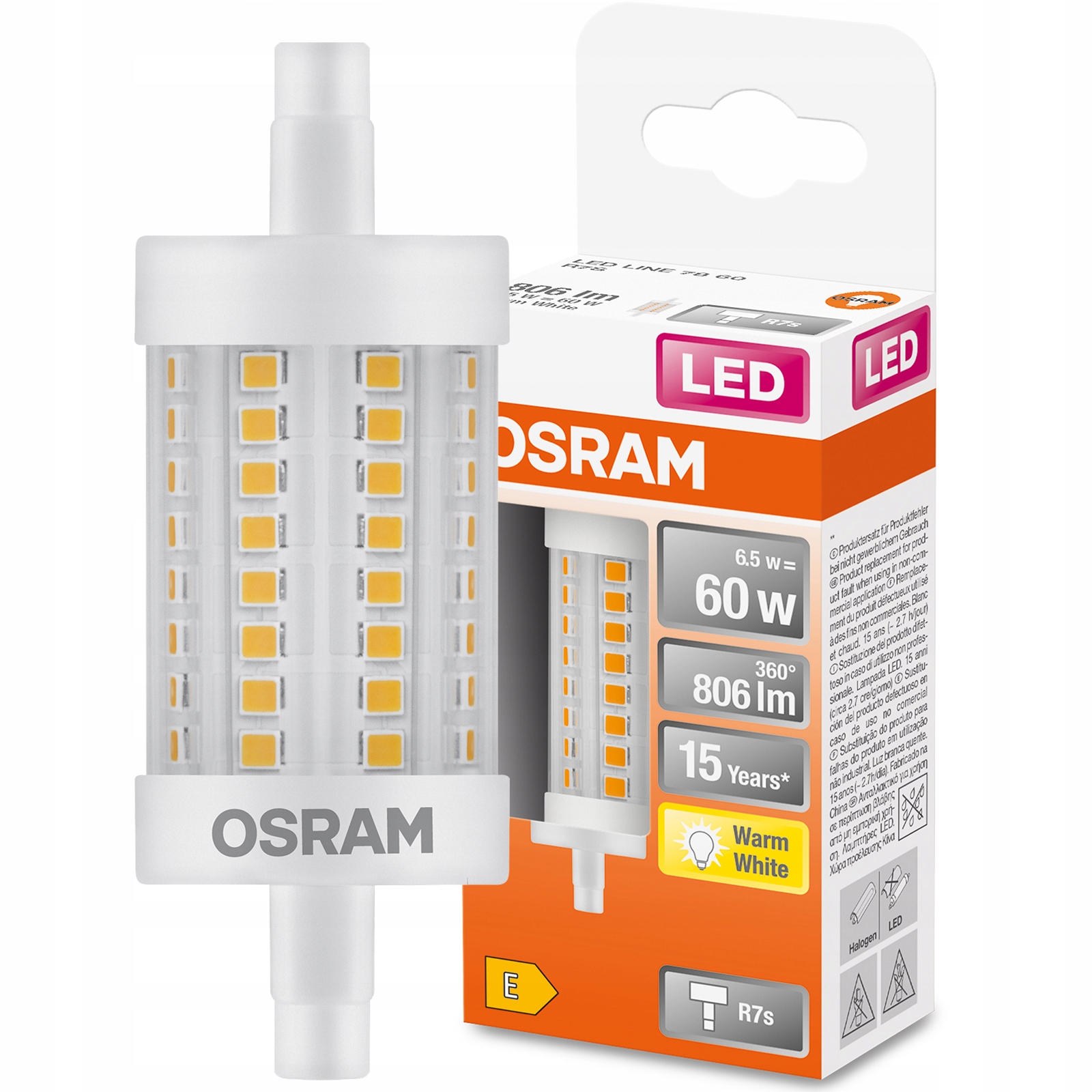 

Żarówka Led R7s Żarnik 78mm 6,5W 60W 2700K Osram