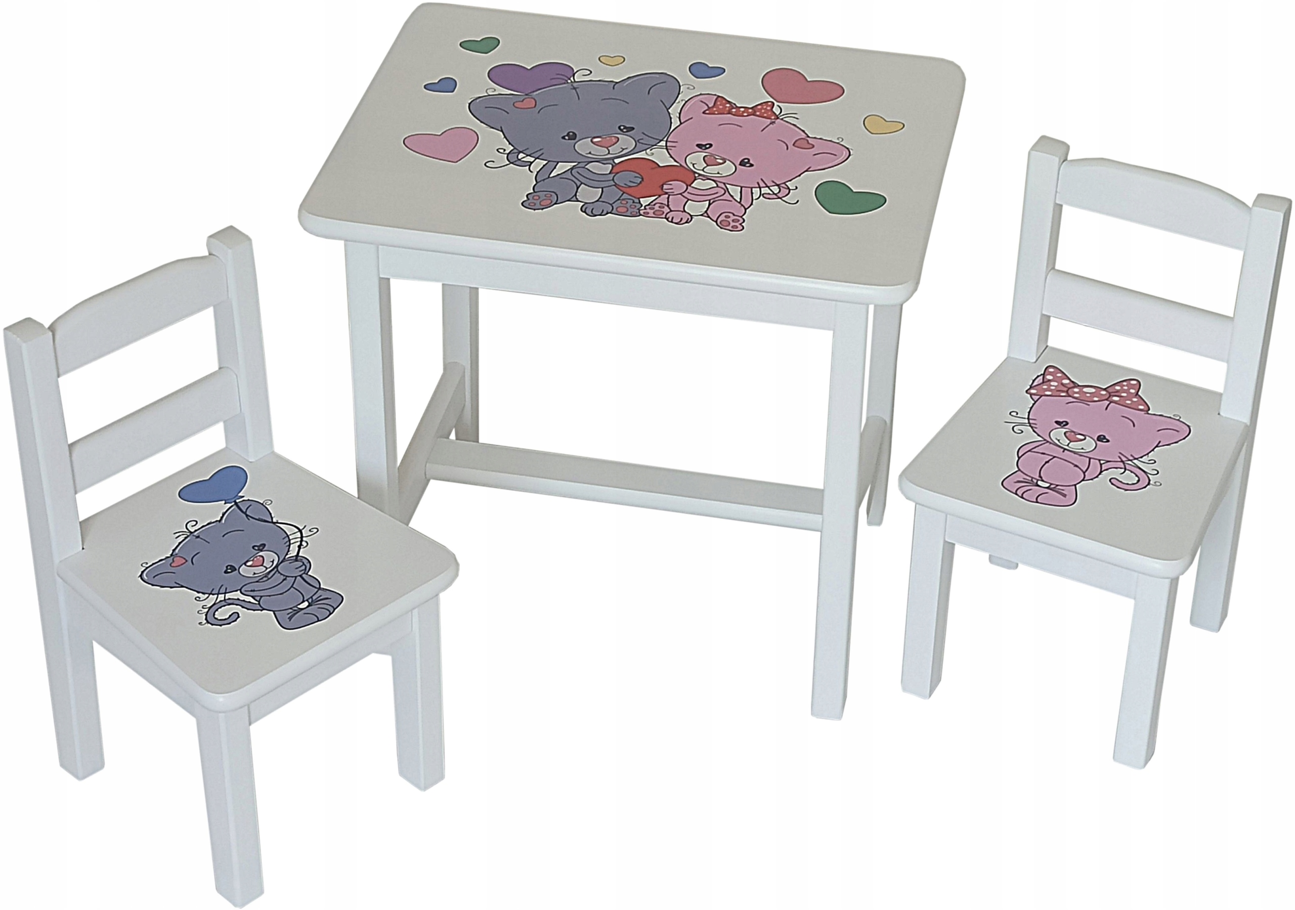 STOLIK Z KRZESEŁKAMI dla dzieci LITE DREWNO wzory Kolor mebla biały