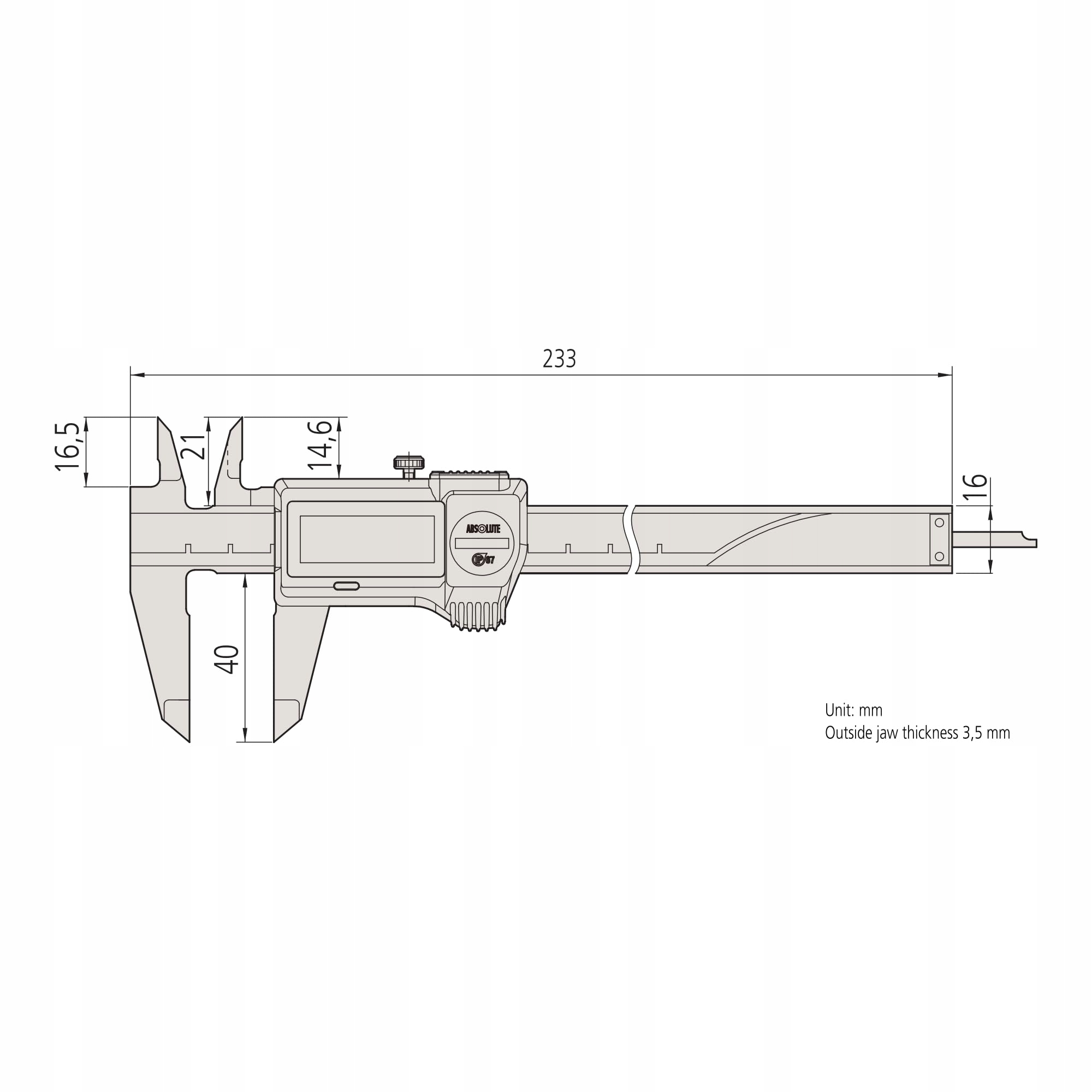MITUTOYO Suwmiarka Cyfrowa IP67 Zakres Pomiaru 0-150 mm
