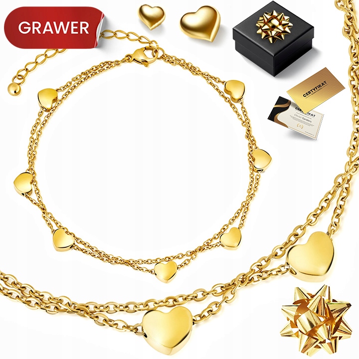 Dámský Náramek 585 Srdce Se Srdíčky Gravírování Jako Dárek Pro Manželku