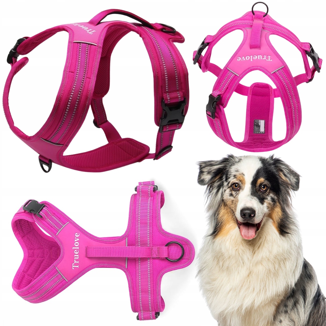 Szelki Dla Psa Easy Walk Z Rączką Odblaskowe Truelove Security Różowe L