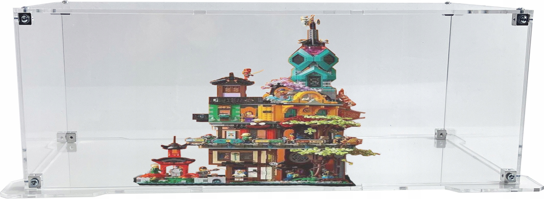 Vitrína s podstavcem pro stavebnici Lego 71741 Ninjago Zahrady města Ninjago