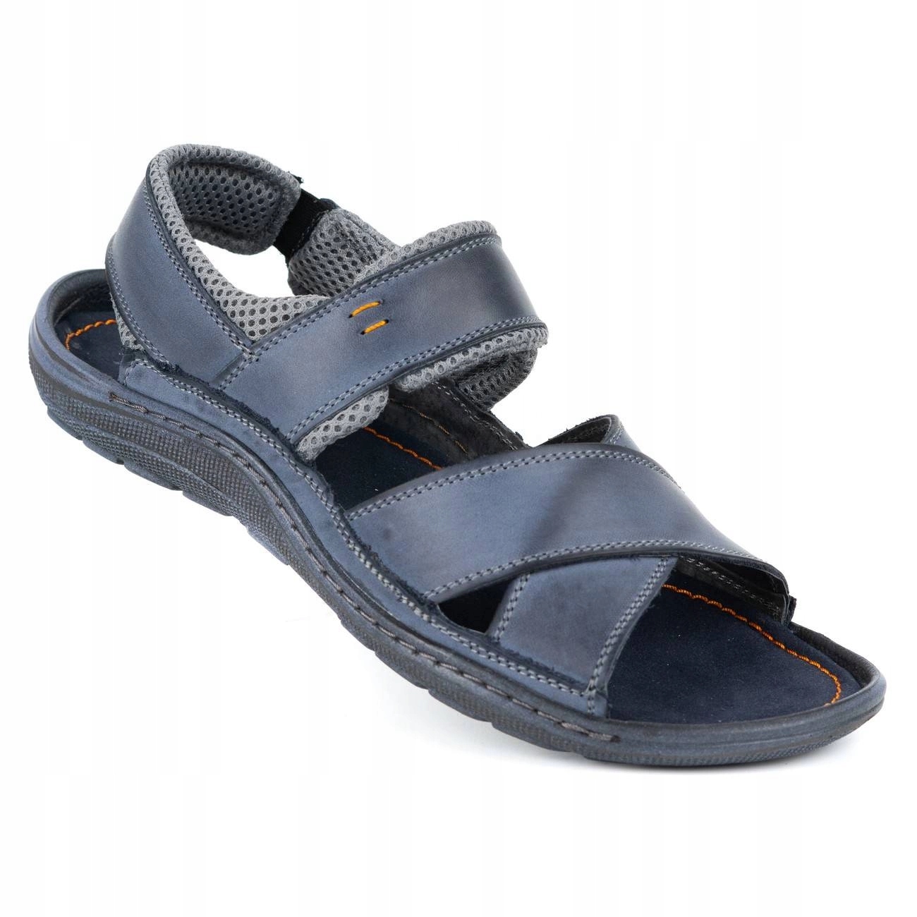 Pánské kožené sandály 336GT modré Sport Style Polské 41