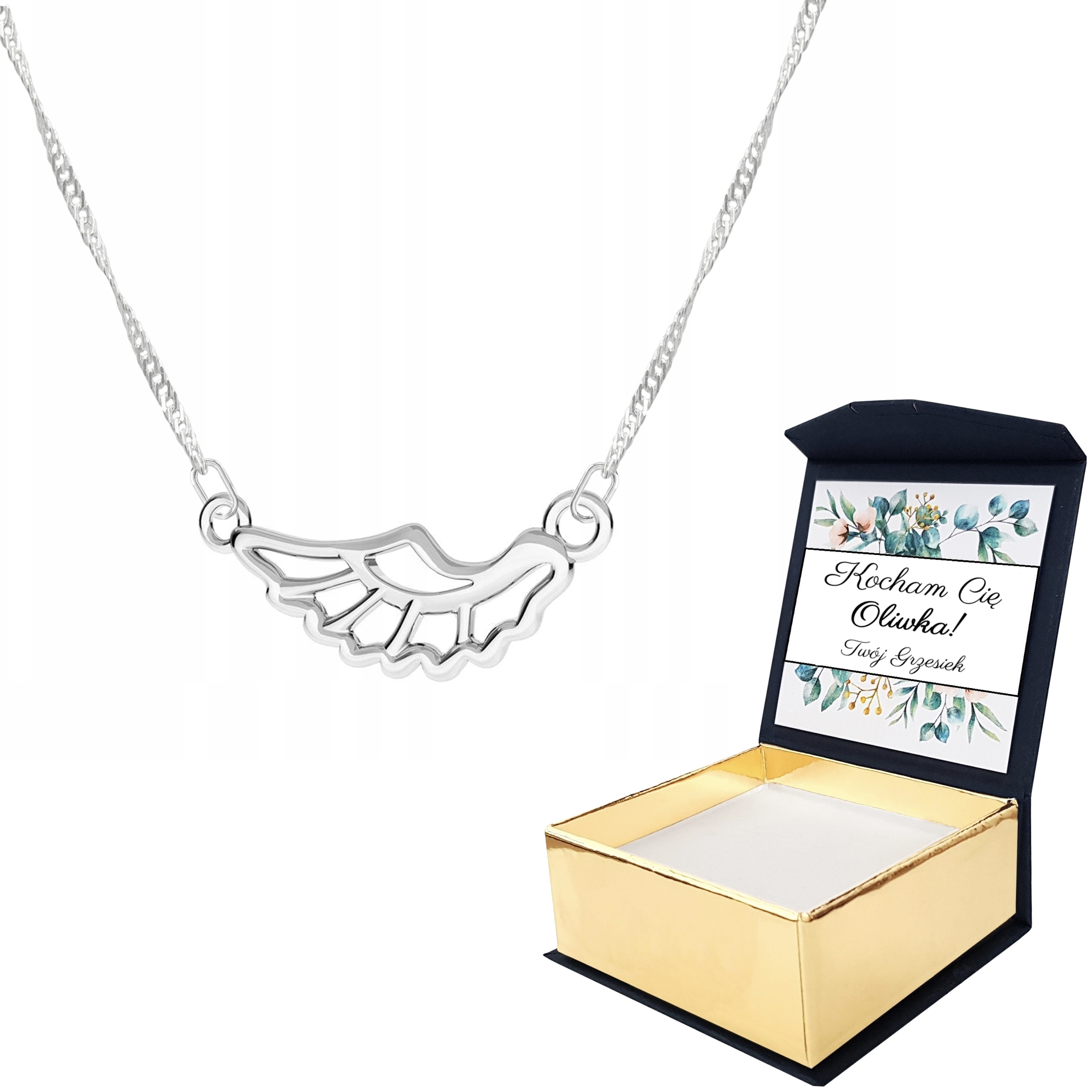 Stříbrný náhrdelník 925 Křídlo Vlastní Potisk