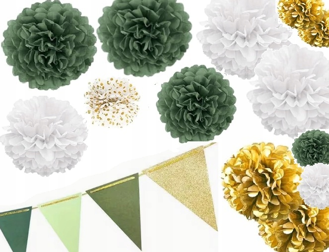 PAPIEROWE POMPONY DEKORACYJNE 13 SZTUK PASTELOWE SZAŁWIA GIRLANDA