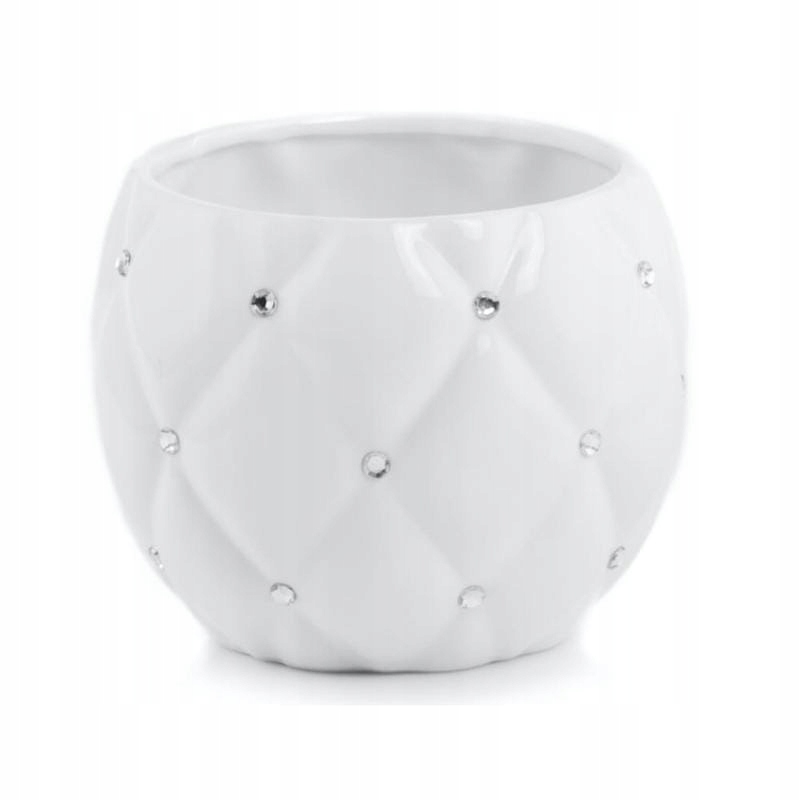 

Biała osłonka doniczka glamour kula z cyrkoniami