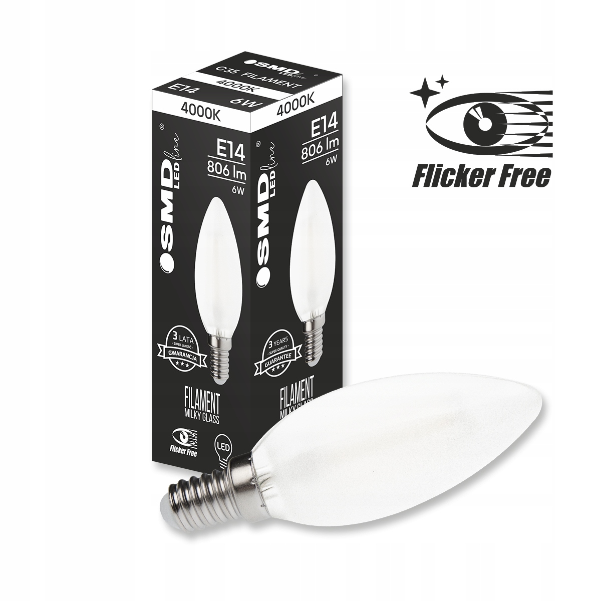 

Żarówka Smd LEDline E14 Filament 6W C35 Neutralna