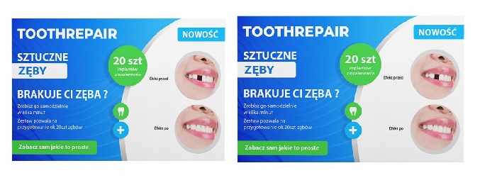2x Sztuczne Zęby Proteza Tymczasowe Implanty Do Naprawy Zębów 20szt Instr