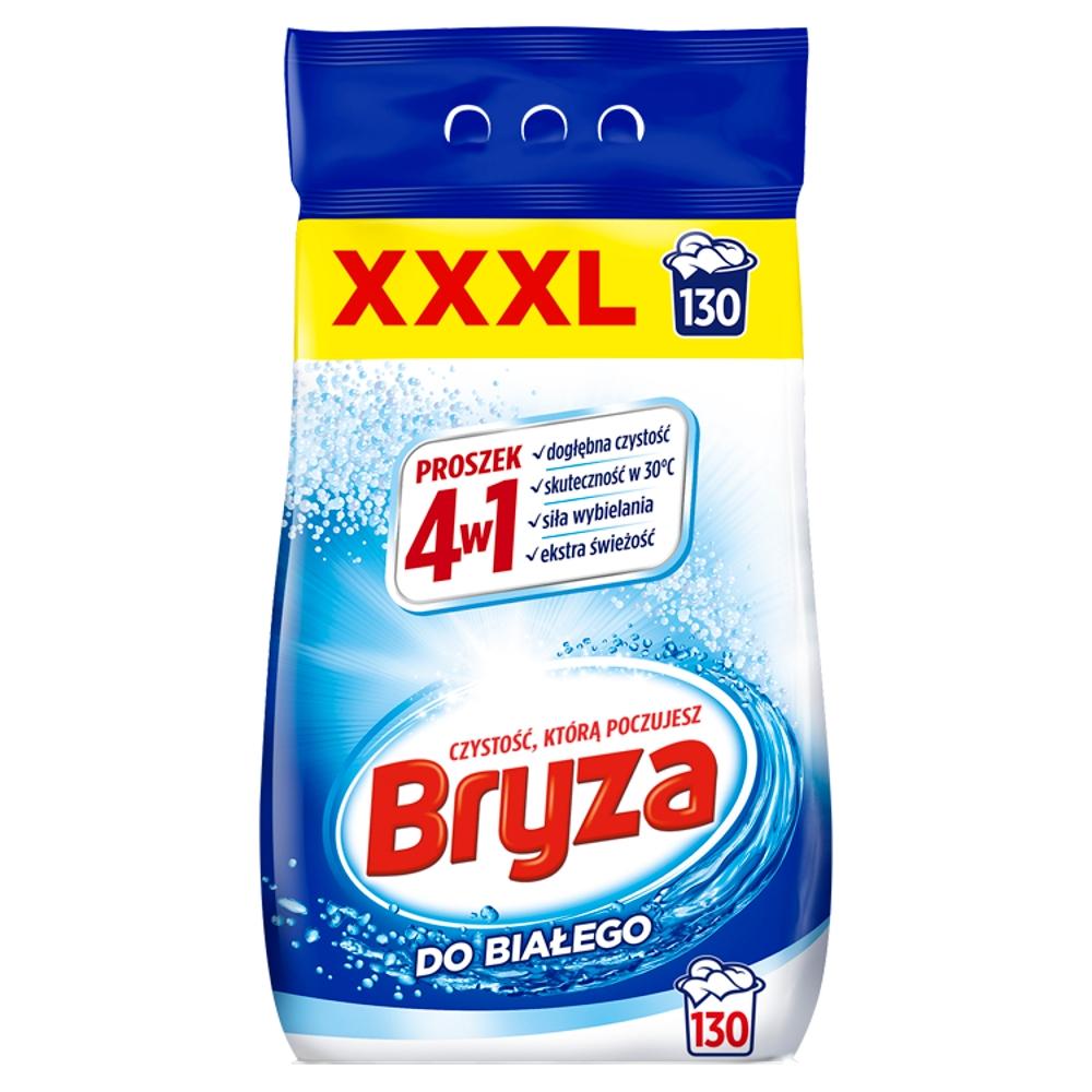 Levně Prášek na bílé prádlo Bryza 4v1 XXXL 130 praní 8,45 kg