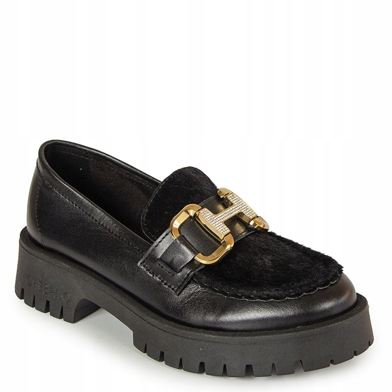 Chebello 4545 Černé Kožené Mokasíny S Ozdobou 36