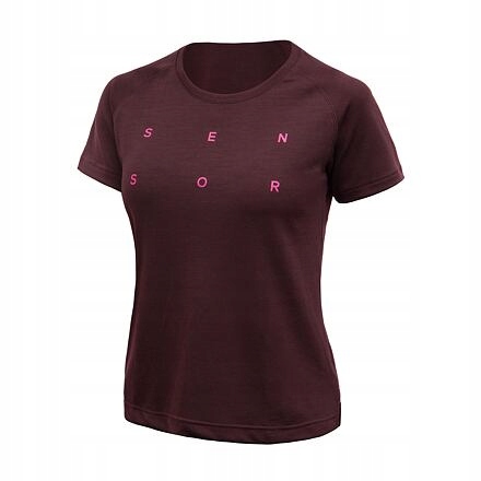 Sensor Merino Blend Typo dámské triko kr.rukáv port red velikost S