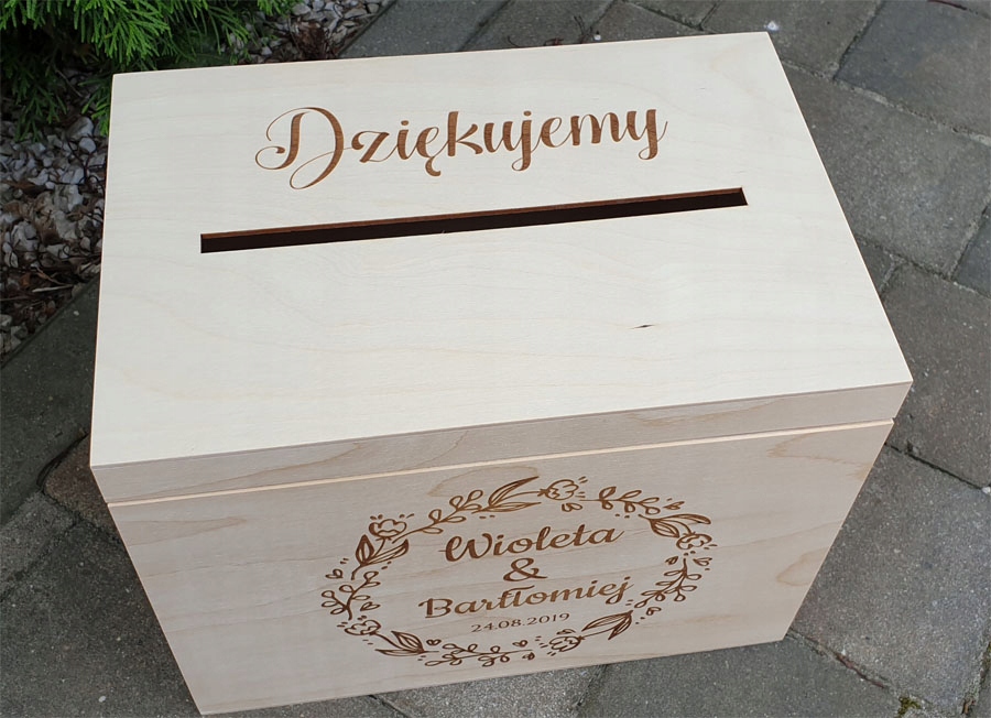 PUDEŁKO NA KOPERTY SKRZYNKA DREWNO ŚLUB WESELE RP747 Płeć uniseks